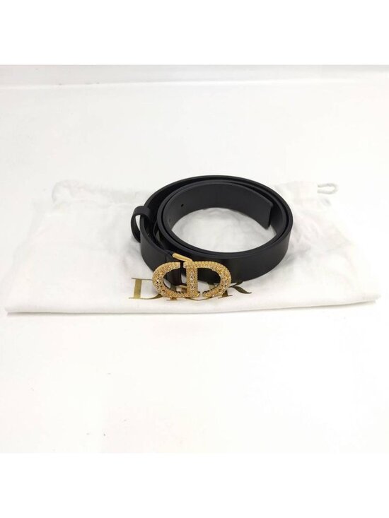 Dior Belt Logo Line Stone Leather Black List 75 main image 7